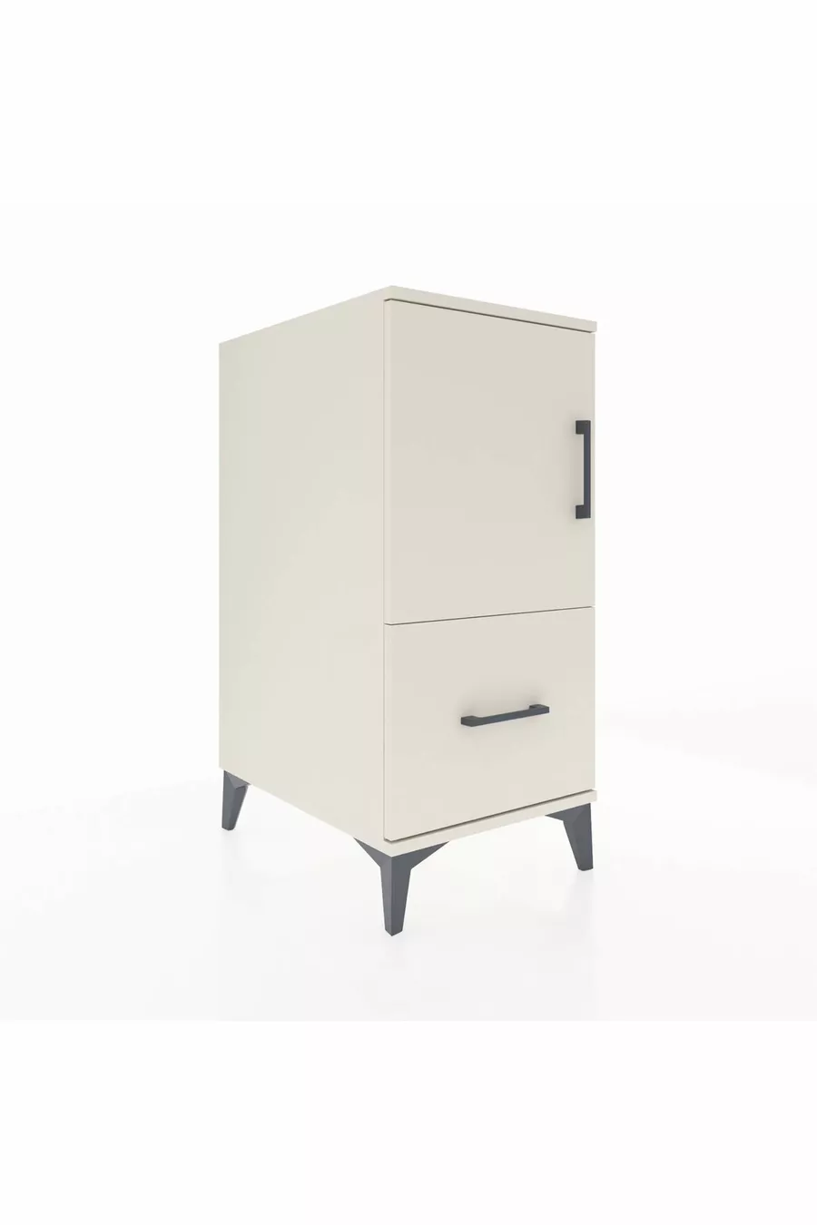 Kronos Table de chevet avec 2 étagères, 1 tiroir et 1 porte, Pierre de Lune-Pierres de Lune
