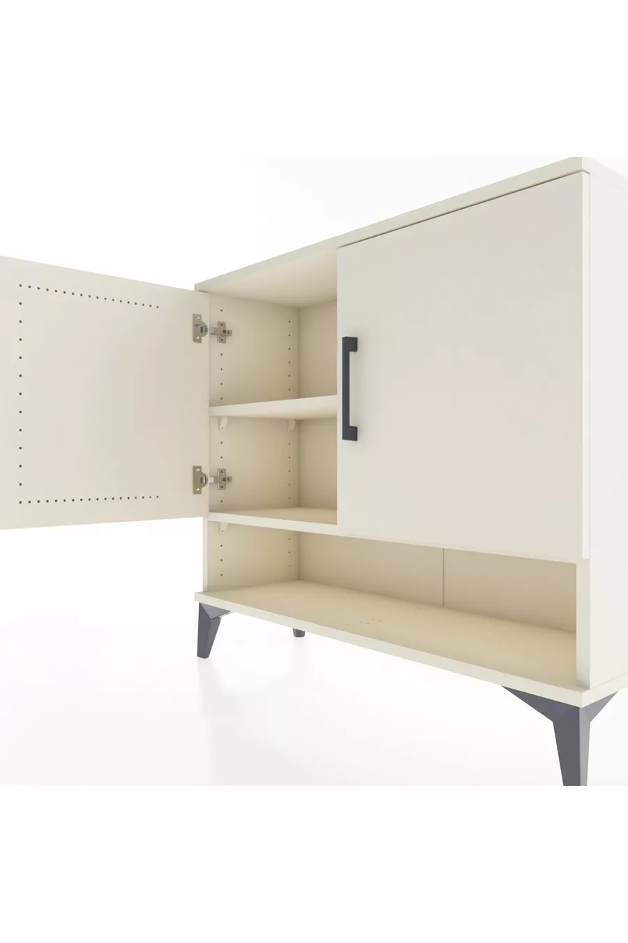Commode Arges 2 étagères 2 portes Pierre de lune-Pierres de lune
