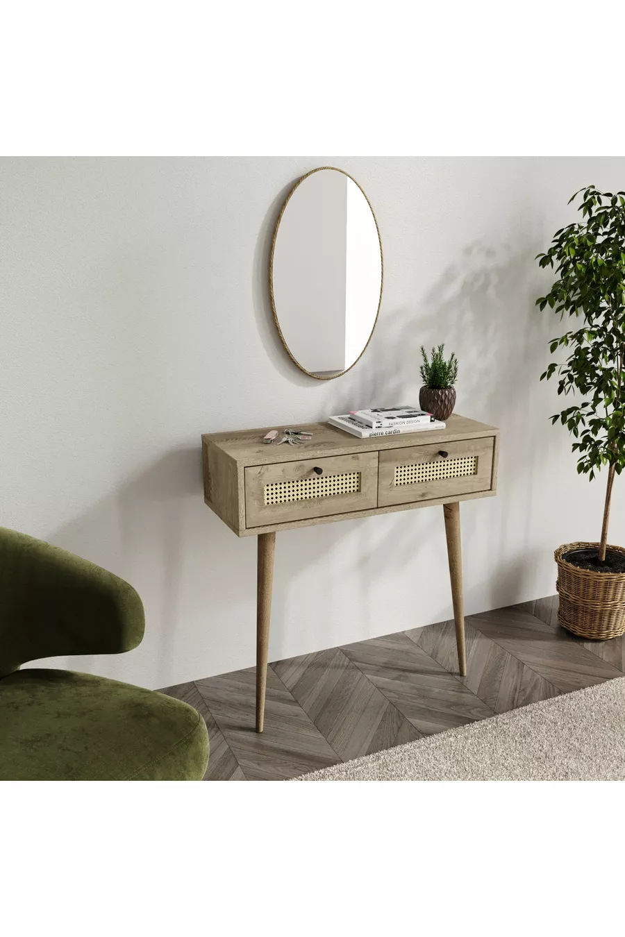 Table de chevet haute Diamond à 2 tiroirs