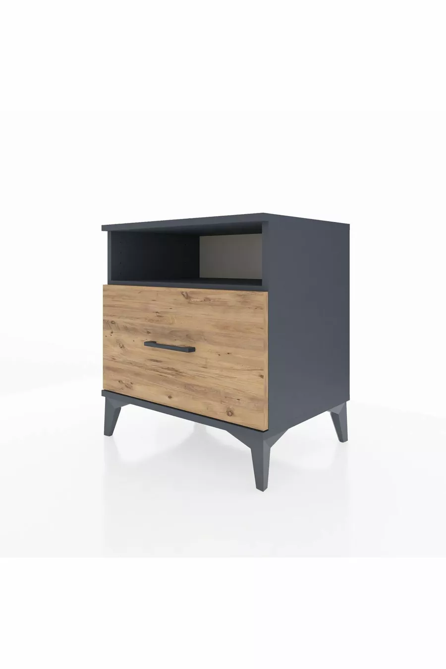 Commode Hyperion à une étagère et un tiroir Anthracite-Cèdre