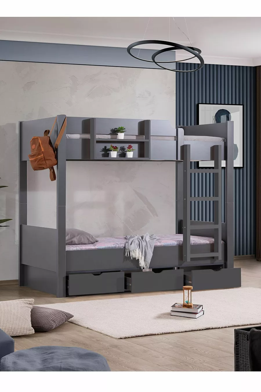 Ranza, Letto a castello con cassetti separabili in stile asiatico 2 Materassi Comfort