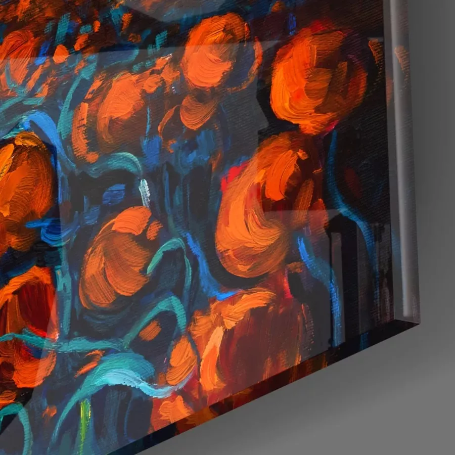 Peinture sur verre de champ de coquelicots