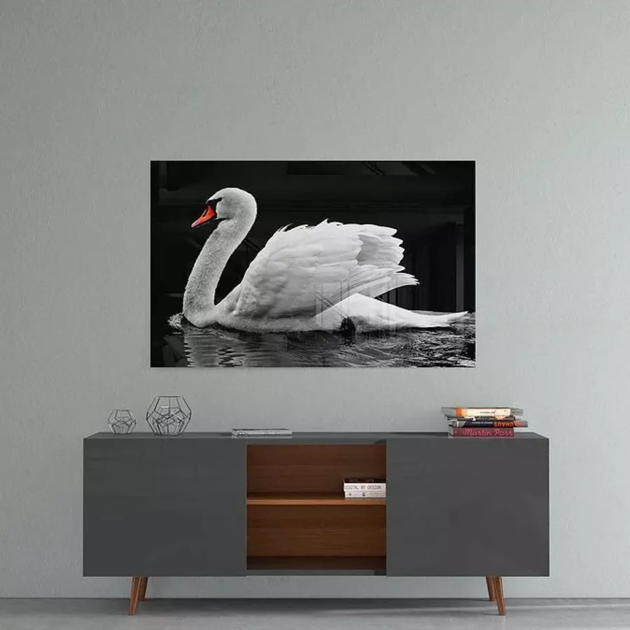 Peinture sur verre de cygne