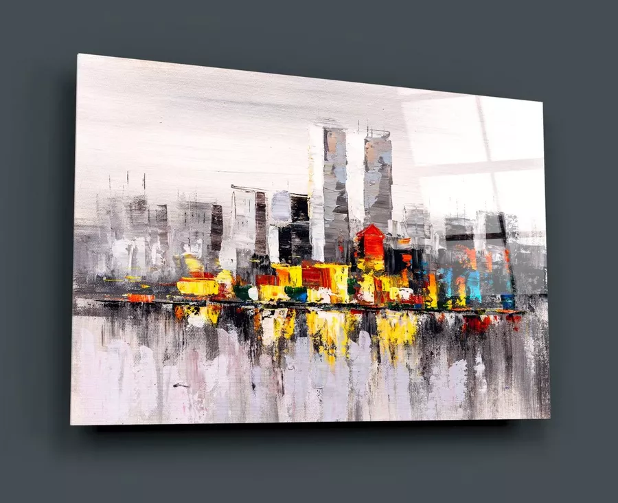 Peinture abstraite sur verre de la ville