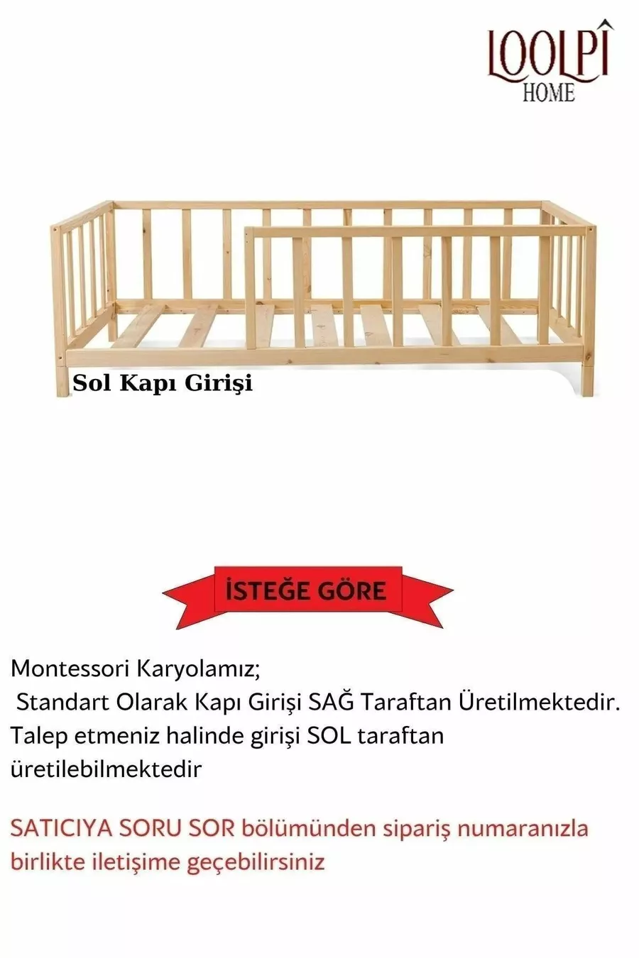 Unisex Montessori Baby- en Kinderbed Natuurlijk Houten Bed