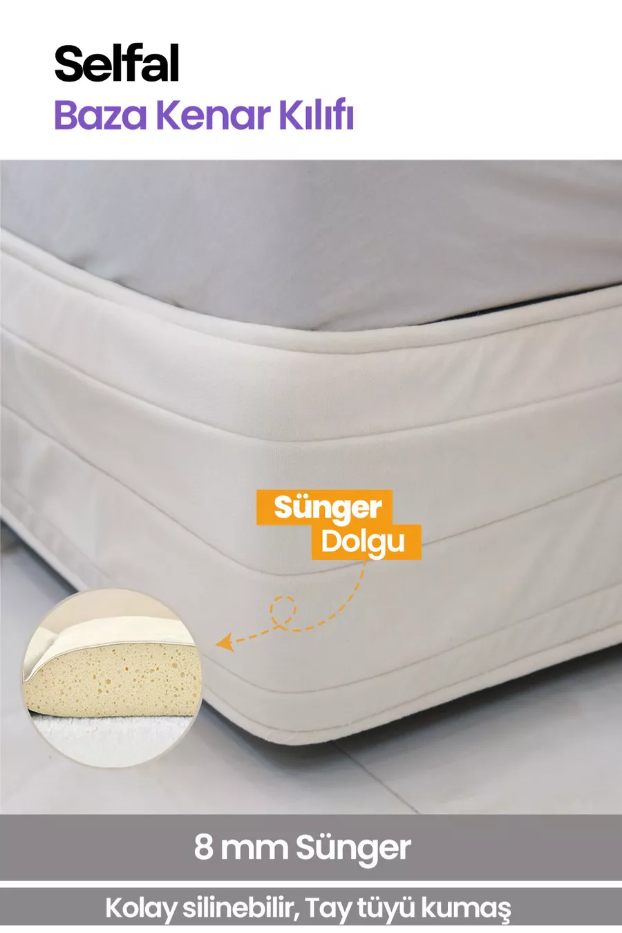 Housse de côté de lit - Tissu matelassé en duvet de poulain