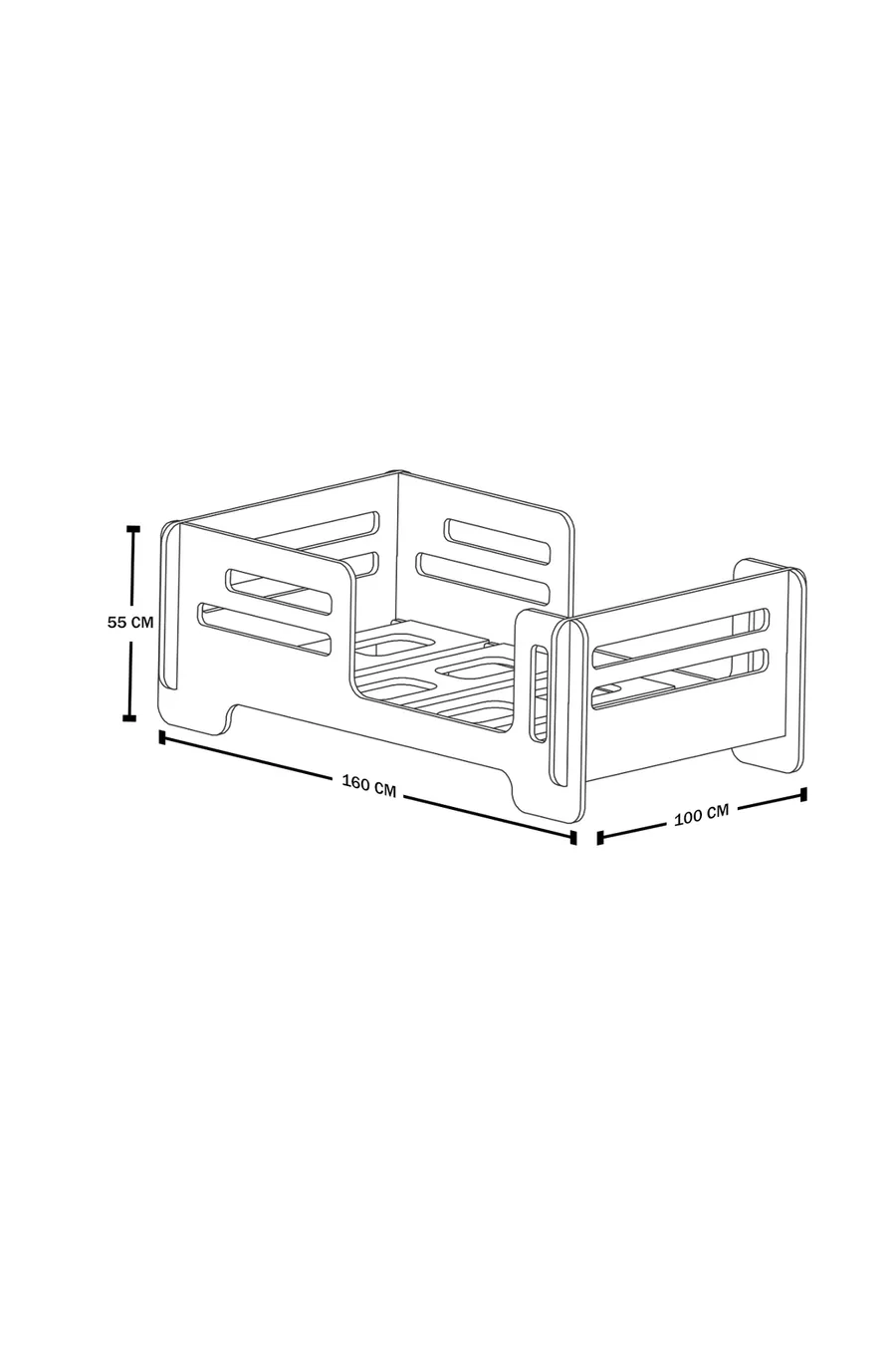 Mdflam Modern Montessori Children's Bed, Base, Bedframe - White