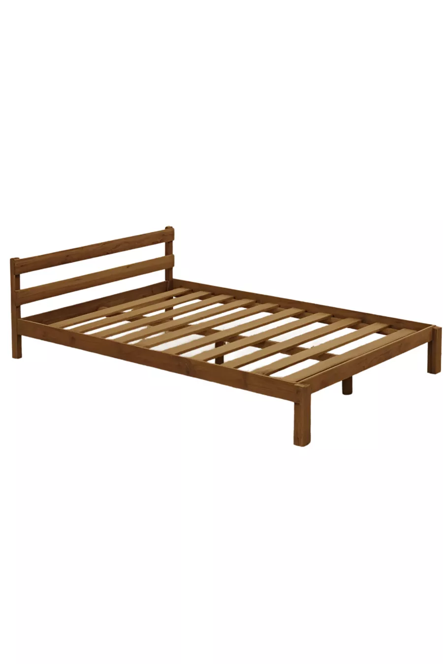 Lit en bois massif cm X cm Couleur noyer bois naturel