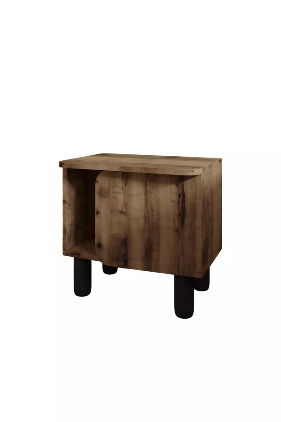 River Komodin – Table de chevet élégante et fonctionnelle en noyer antique