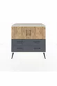 Commode Hyperion 2 étagères 4 tiroirs 2 portes Pierre de Lune-Sapin/Anthracite