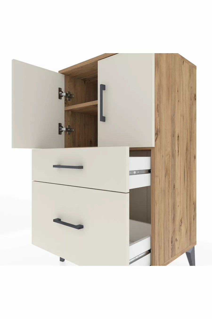 Hyperion Dressoir met 2 Planken, 2 Laden en 2 Deuren, Grenen-Apaç