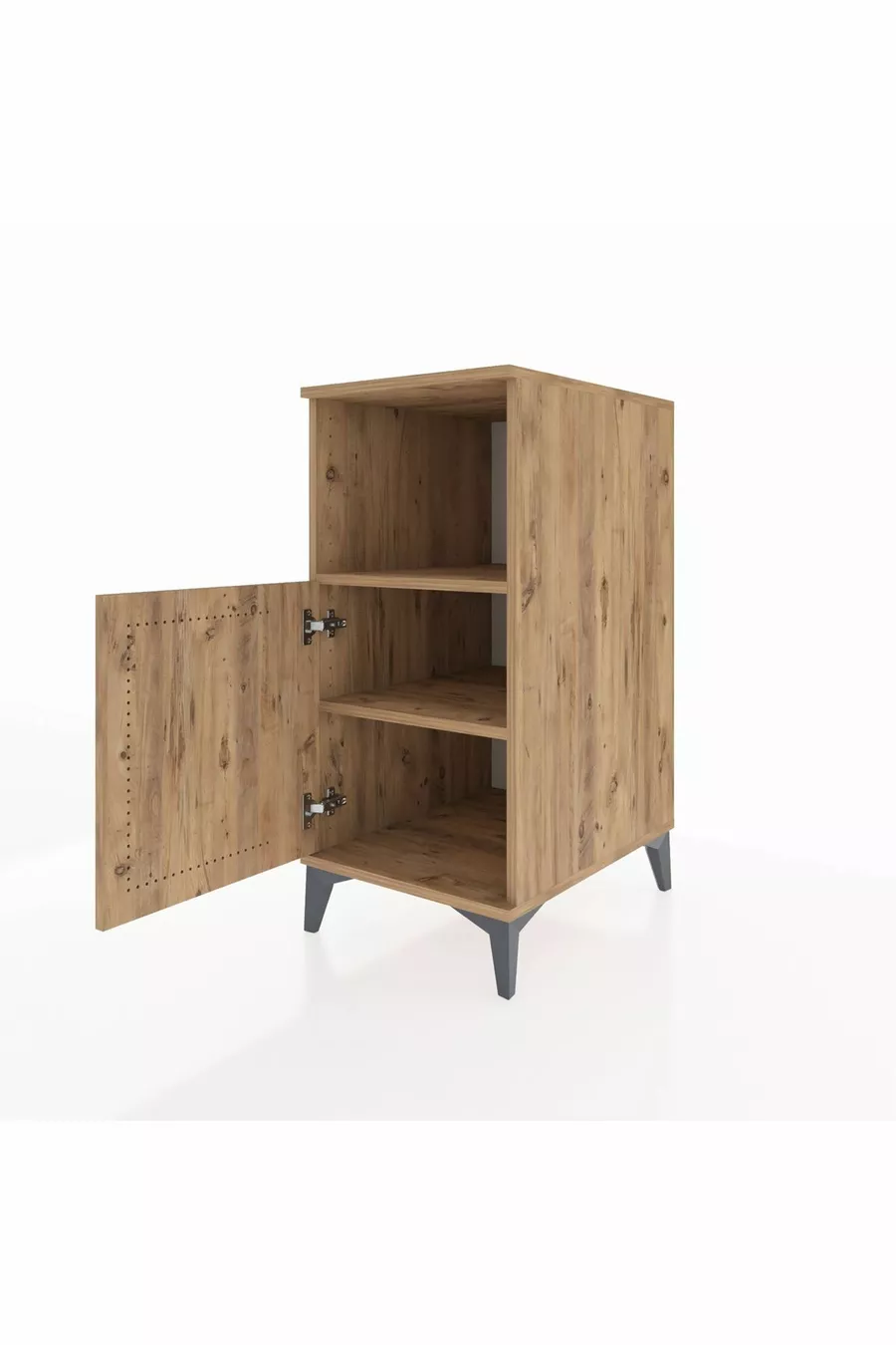 Kronos Nightstand with 2 Shelves and 1 Door Pine-Pine