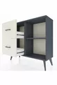 Commode Arges à une étagère et 2 tiroirs Anthracite-Anthracite/Gris pierre