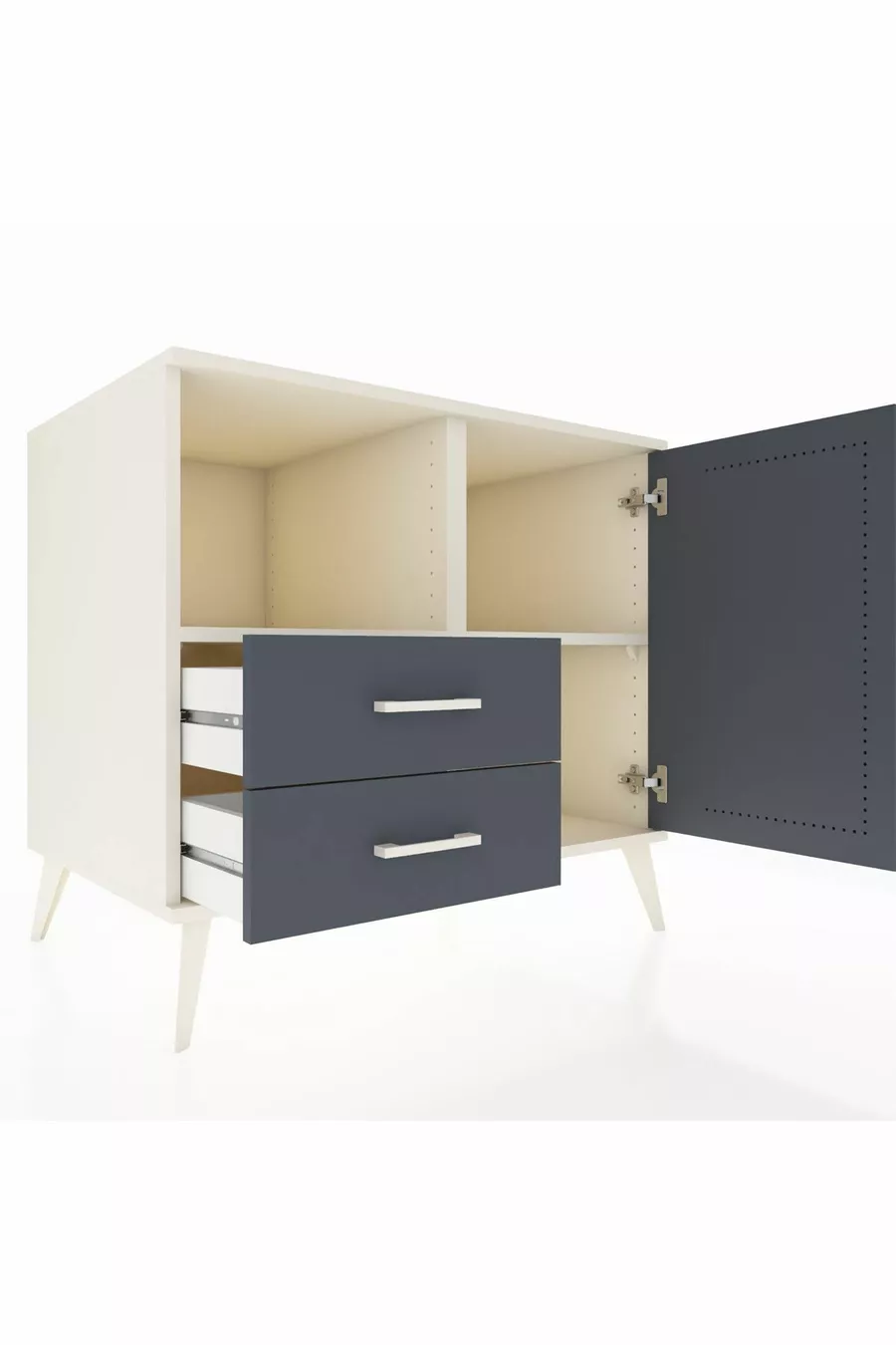 Kronos Dressoir met 2 Planken, 2 Lades en 1 Deur, Agaat-Antraciet