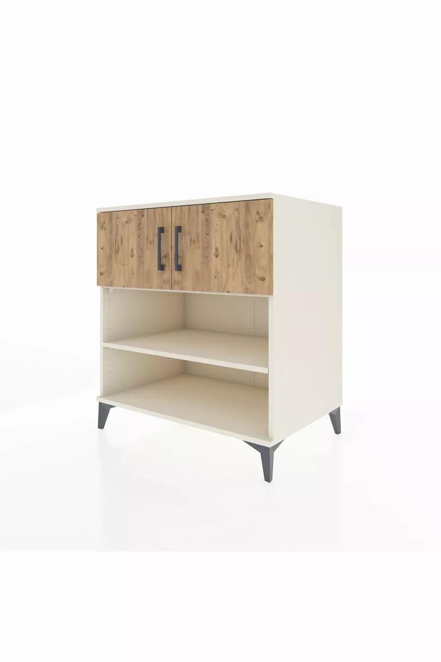 Commode Kronos 3 étagères 2 portes Pierre de Lune-Épicéa