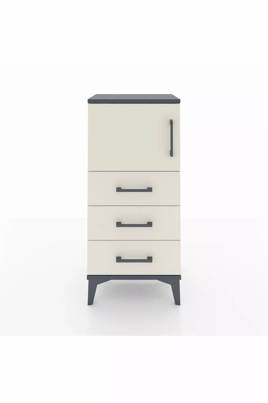 Arges Commode Single Shelf with 3 Drawers and 1 Door Anthracite-Crystal Grey
