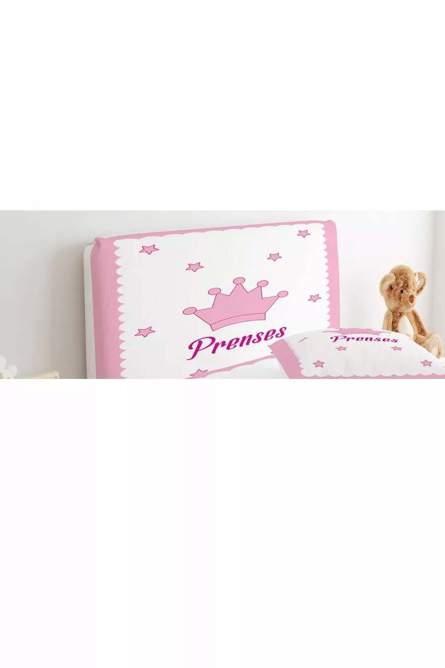 Bed Base Headboard Cover with Pink Princess Print