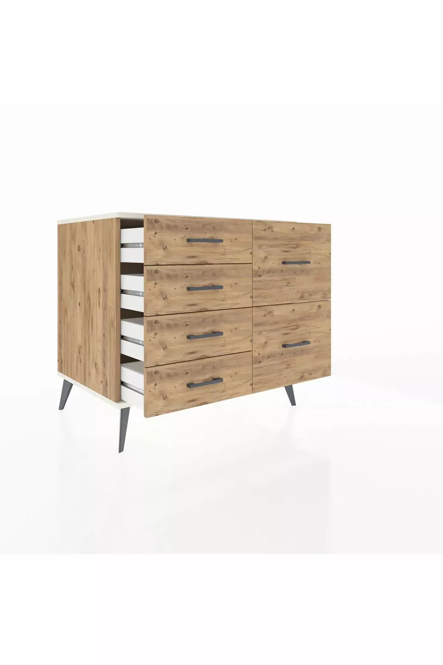 Kronos Kommode mit 6 Schubladen Kiefer-Marmor/Kiefer