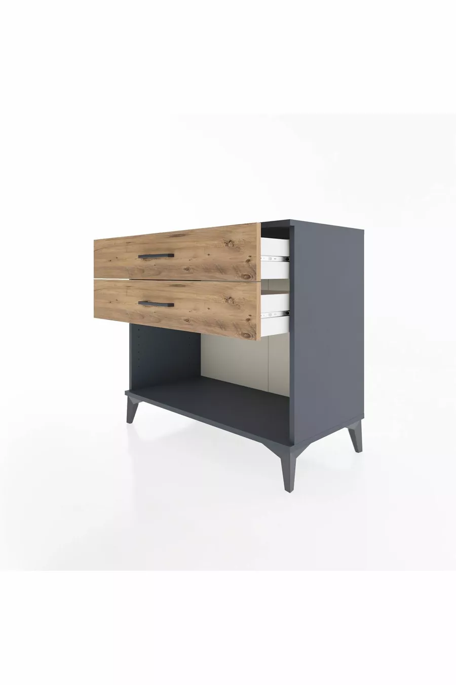 Commode Hyperion 2 tiroirs Anthracite-Sapin