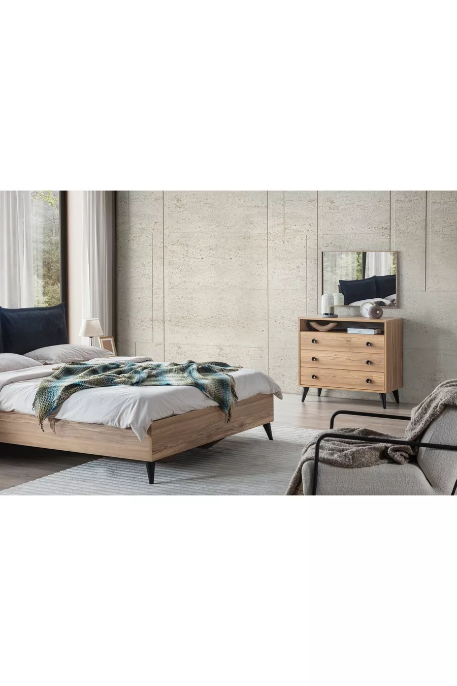 ENSEMBLE DE CHAMBRE À COUCHER ETİ, 4 PORTES, AVEC MIROIR