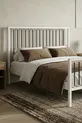 Lit double en métal forgé Breeze (BLANC-MARRON) (Avec lattes en bois)