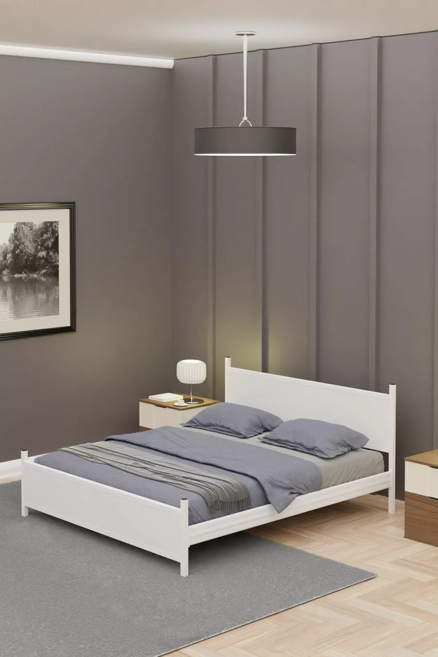 GM MODERN HOUTEN EN METALEN TOTAAL WIT TWEepersoonsbed