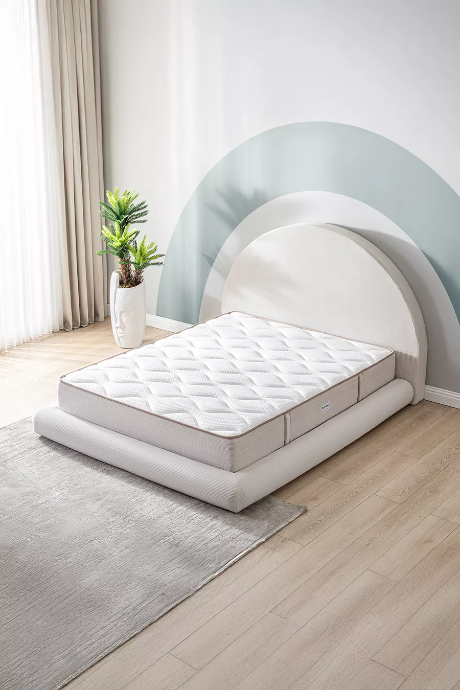 ENSEMBLE LIT LEGOM AVEC CADRE ET TÊTE DE LIT, LAVABLE, ORTHOPÉDIQUE, RESSORTS EN SAC, GARANTIE D'UN AN