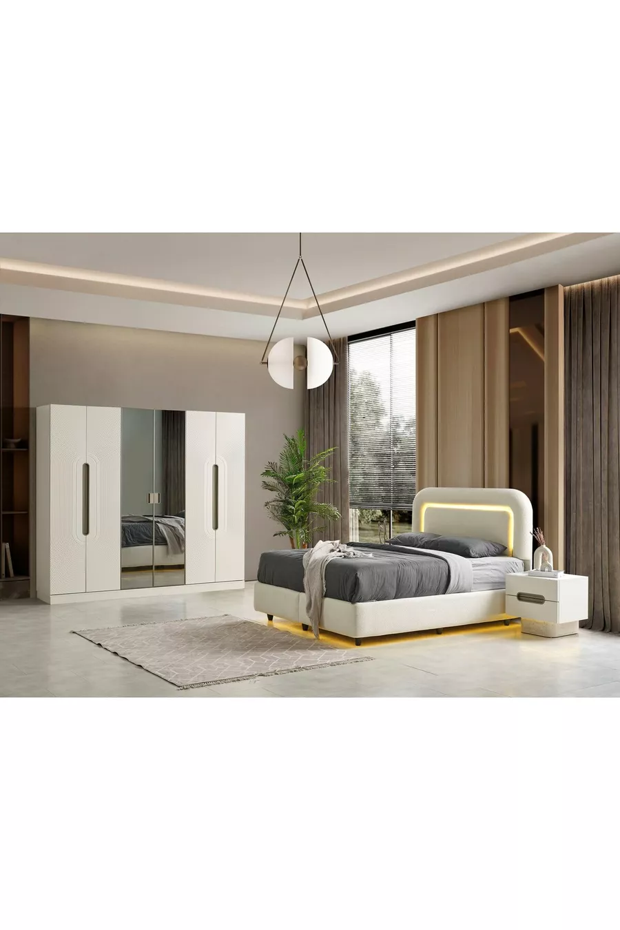 ENSEMBLE DE CHAMBRE À COUCHER EN MDF ÉLÉGANT