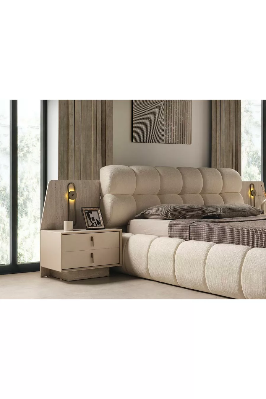 ENSEMBLE DE CHAMBRE À COUCHER LATTE 6 PORTES