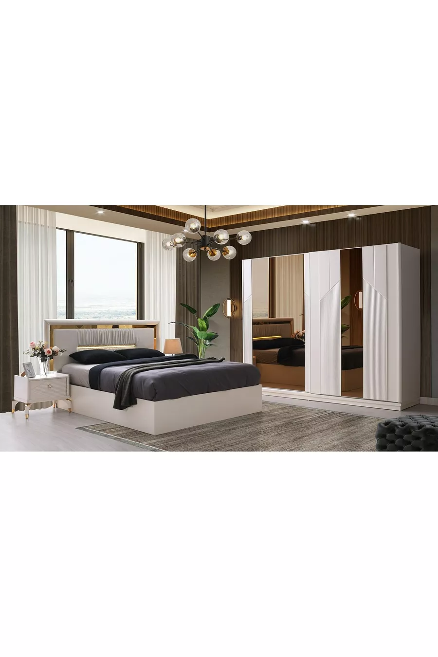 ENSEMBLE DE CHAMBRE À COUCHER EN MDF ELMAS