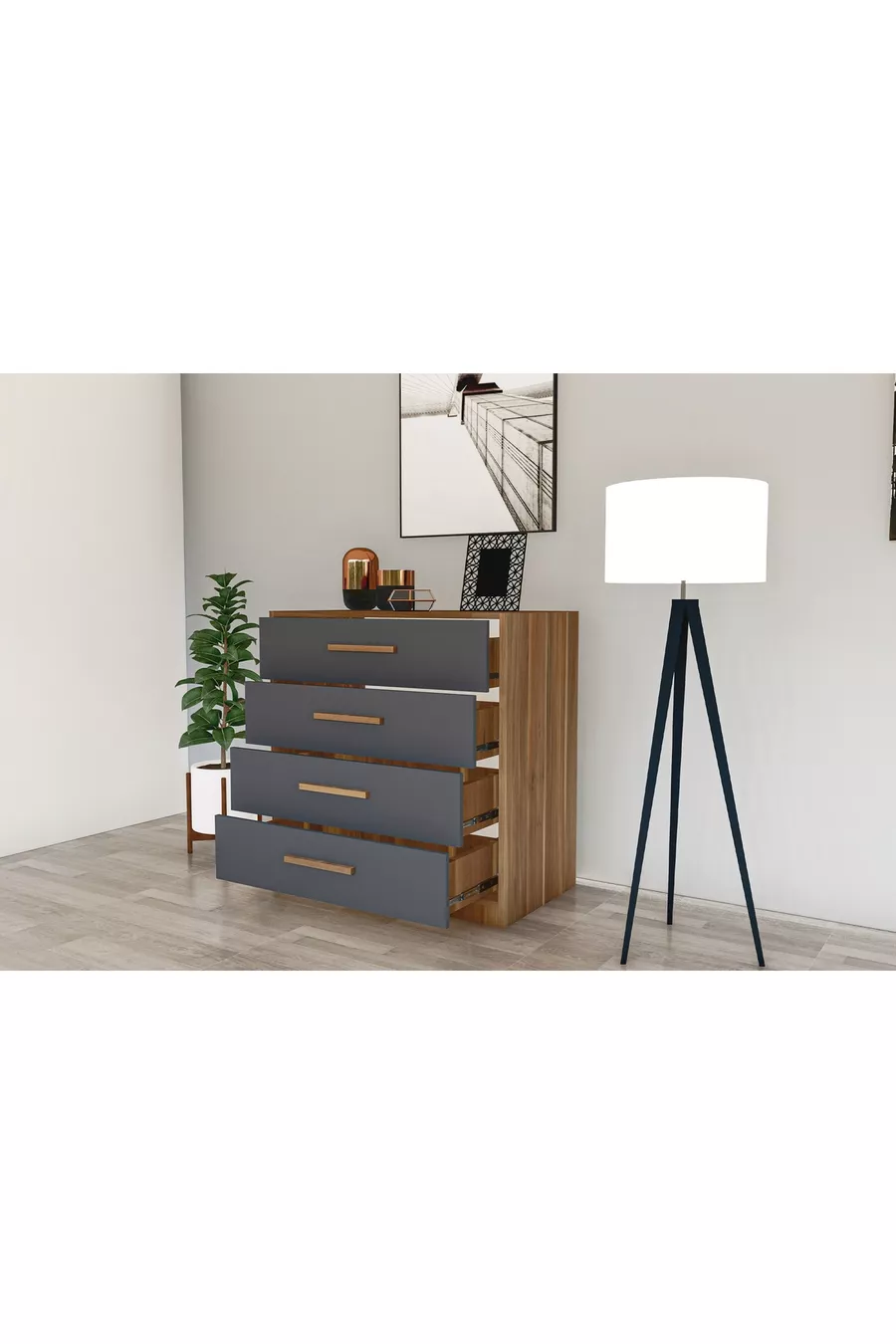 SET CAMERA DA LETTO METALA, GRIGIO ANTRACITE, 6 ANTE