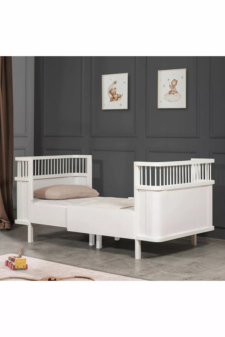 Berceau en MDF, Berceau Trend Grandissant - Blanc 1 Matelas Comfort