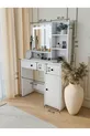 Coiffeuse Blanche avec Tiroirs, Étagère pour Accessoires et Bijoux, Miroir Spécial avec LED