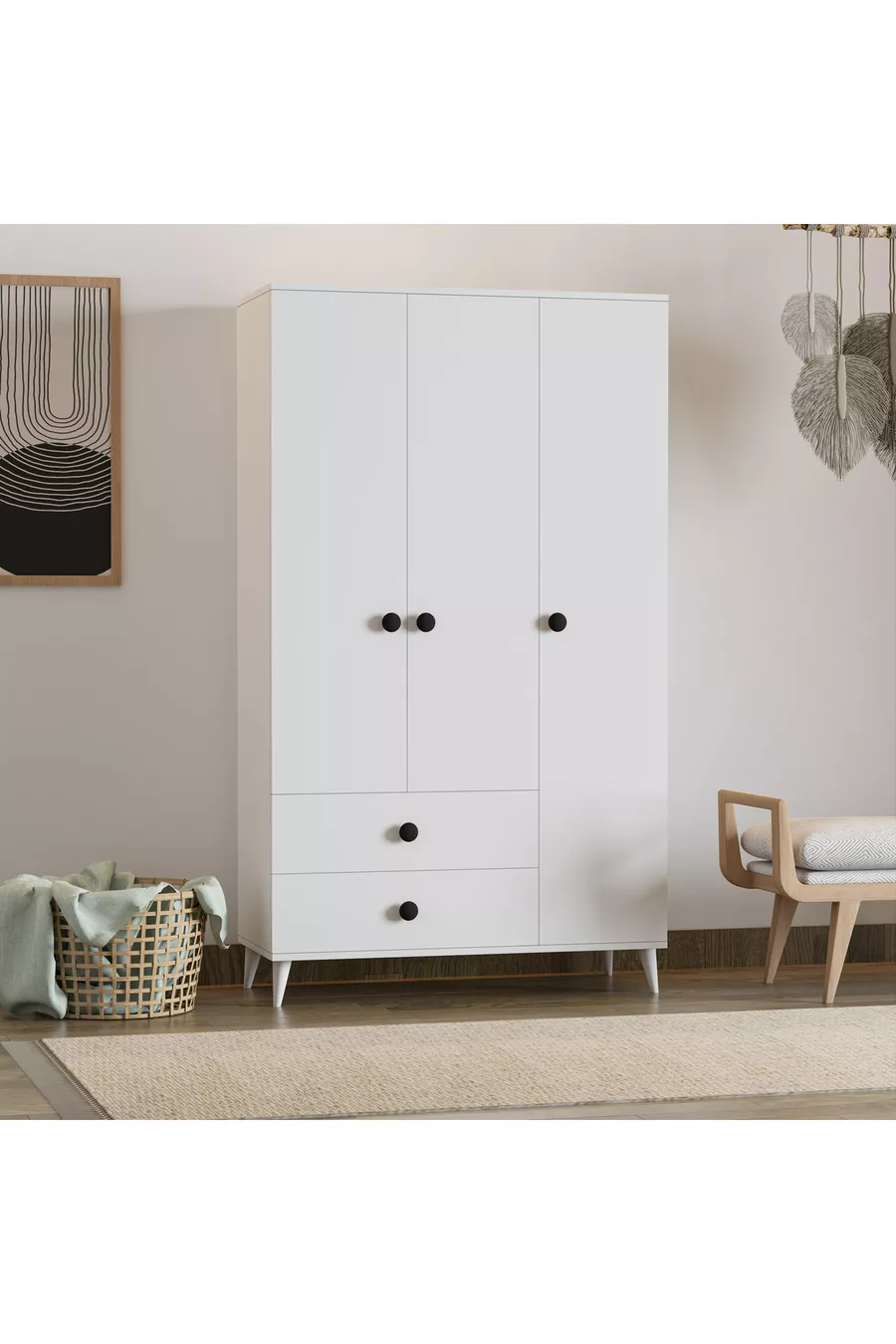 Armoire Opal à 3 portes et 2 tiroirs