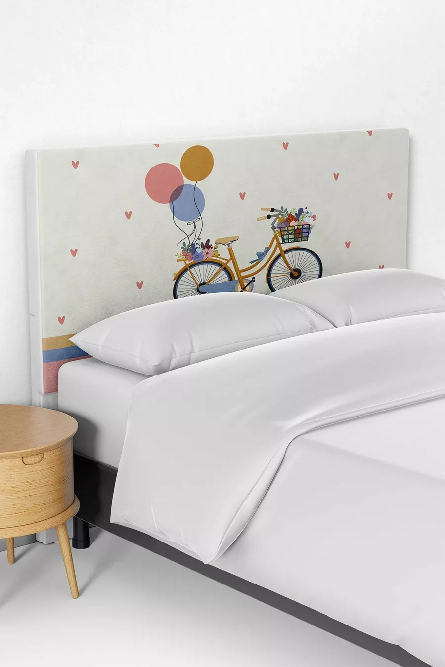 Bettkasten-Kopfteilkissenbezug für Kinderzimmer mit buntem Fahrradmuster