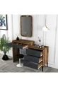 Commode à maquillage miroir variant Lisbonne - Noyer / Anthracite