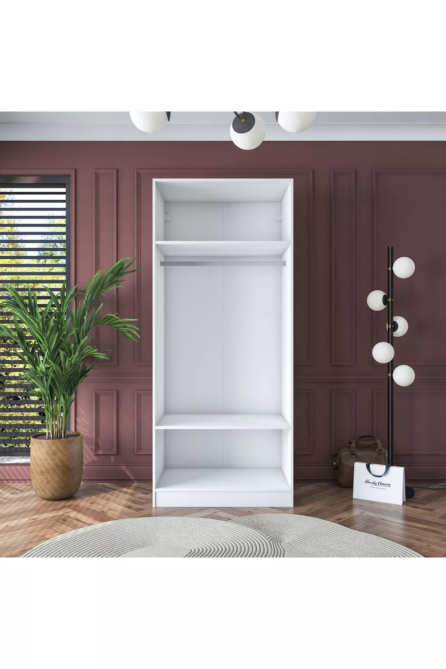 Armoire Rani  à 2 portes et 2 étagères, blanche