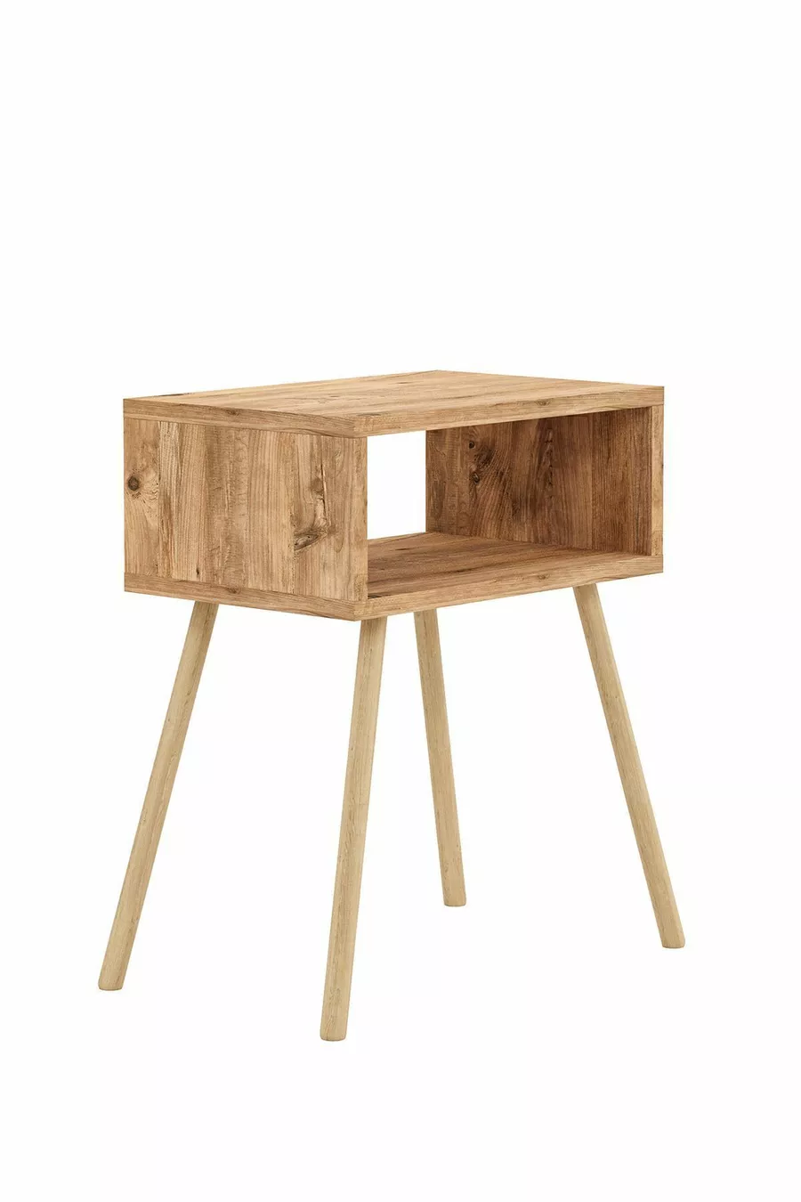 Table de chevet avec étagères sur pieds en bois - Pin Atlantique