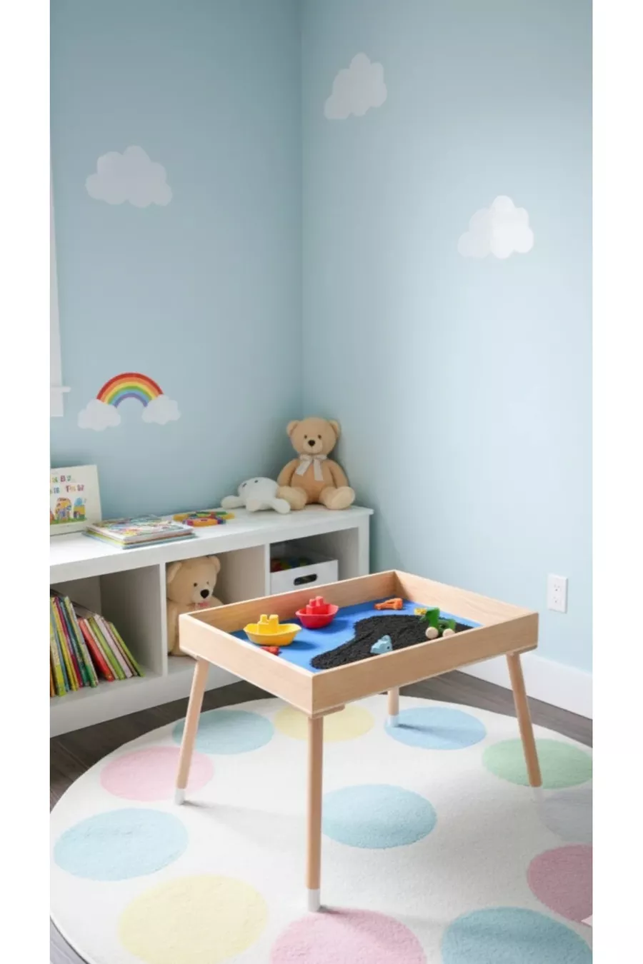 Plateau d'apprentissage Montessori en bois sur pieds, plateau de sable