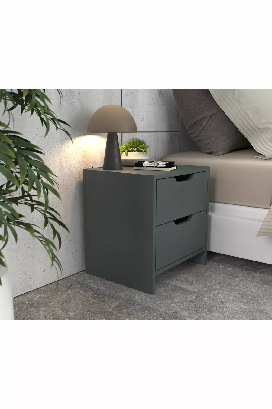 Efes 2-Drawer Anthracite Nightstand