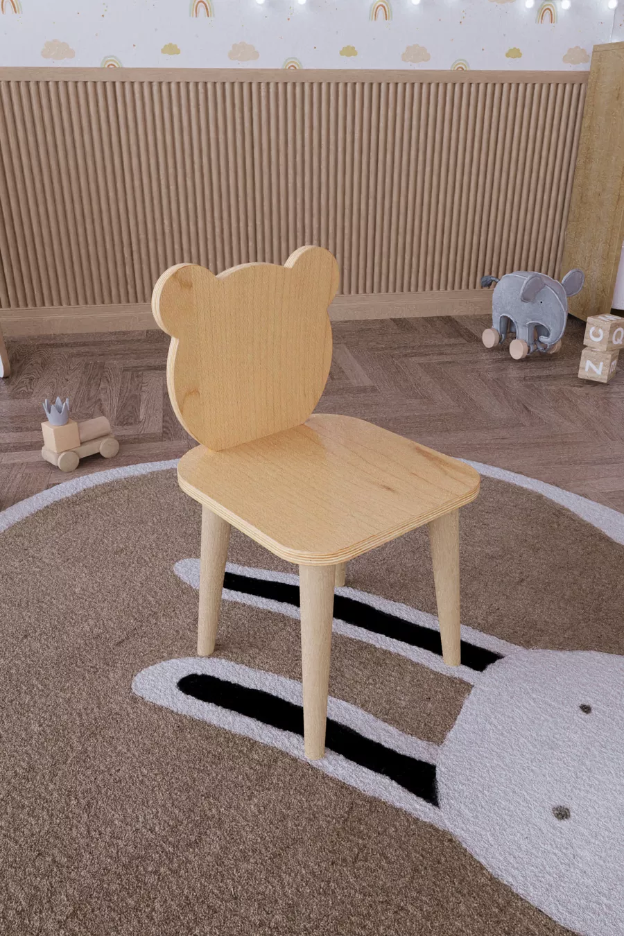 Table d'activité de jeu en bois avec chaise ourson en bois résistante à l'eau