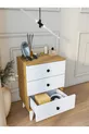 Table de chevet blanche brillante Marbella avec 3 tiroirs, table de chevet moderne pour chambre à coucher