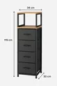 Kommode mit 2 Regalen und 4 Schubladen, Lederschubladen-Kommode, Schlafzimmer-Organizer, multifunktionaler Aufbewahrungsorganizer