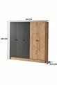 Armoire  Diva 5 portes avec étagères compartimentées et patères, pin atlantic et anthracite,  cm