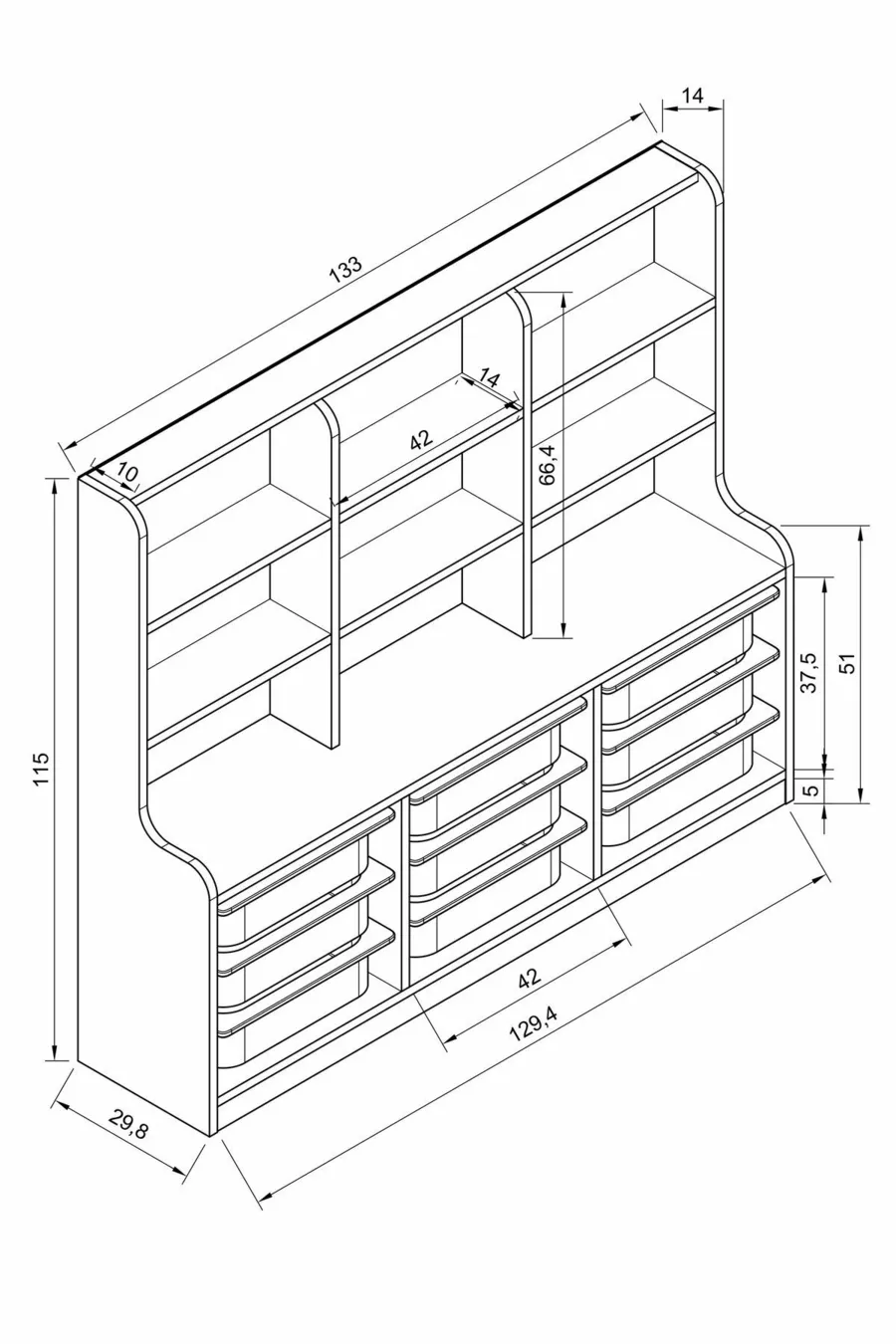 Sinous 9 Mand Multi-functionele Speelgoedkast Kleurrijk