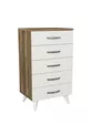 Commode Cemre à 5 tiroirs Blanc-Noyer