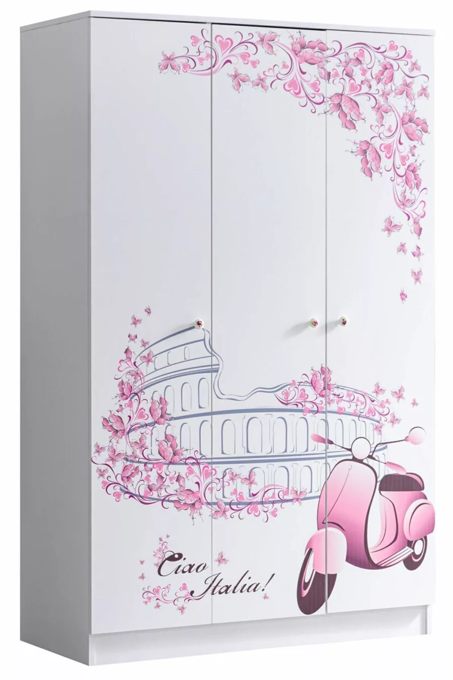 Lits superposés, Lit superposé Pisa, Bureau, Armoire à 3 portes