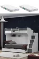 Bunk Bed, Kardem Bunk Bed with Drawer - Anthracite 2 Comfort Mattresses