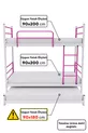 Lit superposé Trend Yavrulu compatible avec lit 3 personnes, métal rose foncé