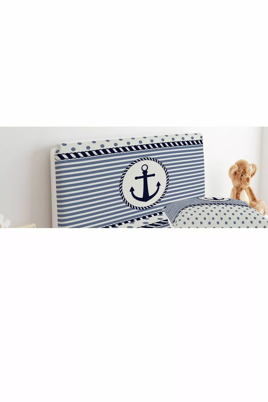 Housse de tête de lit à pois et rayures motif ancre